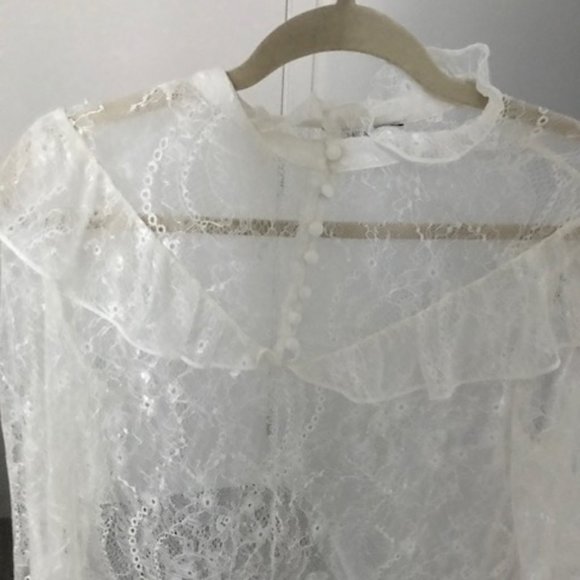 NWOT Monki Lace Button Up Blouse - Picture 6 of 6